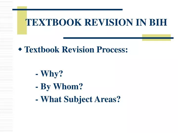 textbook revision in bih