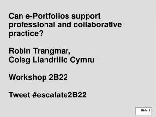 Can e-Portfolios support professional and collaborative practice?