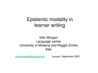 Epistemic modality in learner writing