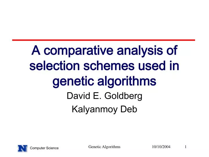 a comparative analysis of selection schemes used in genetic algorithms