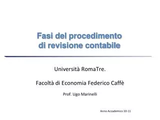 fasi del procedimento di revisione contabile