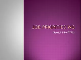 Job Priorities WG
