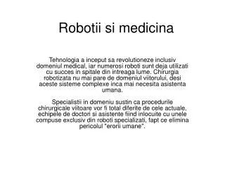 robotii si medicina