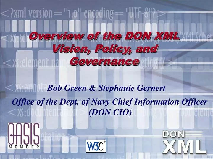 overview of the don xml vision policy and governance