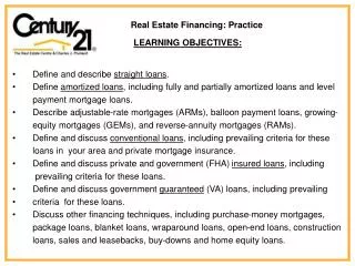 Real Estate Financing: Practice