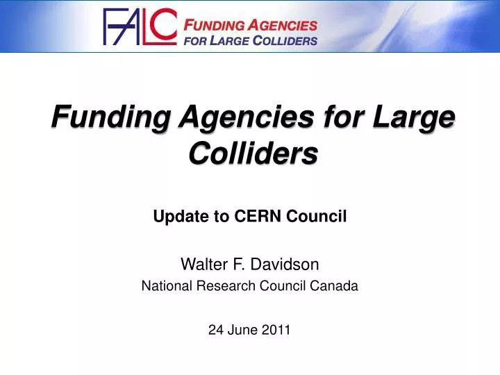 funding agencies for large colliders