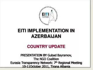 EITI IMPLEMENTATION IN AZERBAIJAN I STAGE