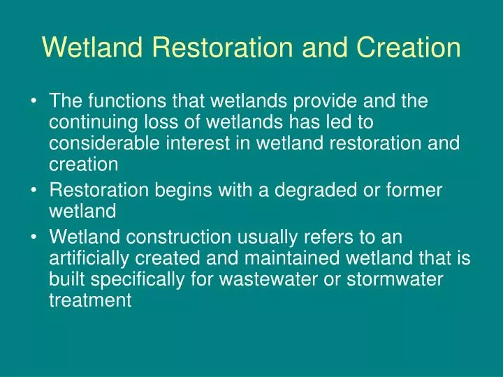 wetland restoration and creation