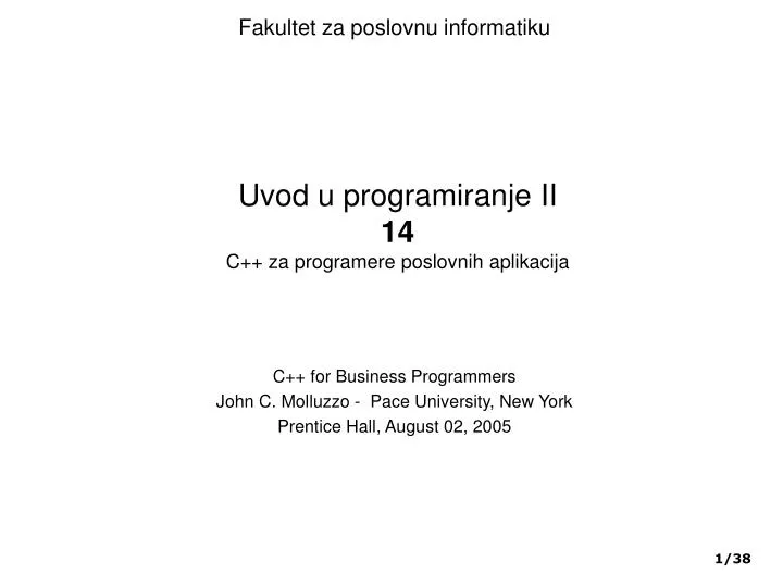 uvod u programiranje ii 14 c za program ere poslovnih aplikacija