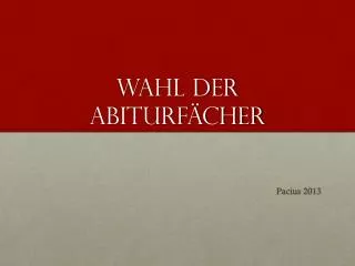 wahl der abiturf cher