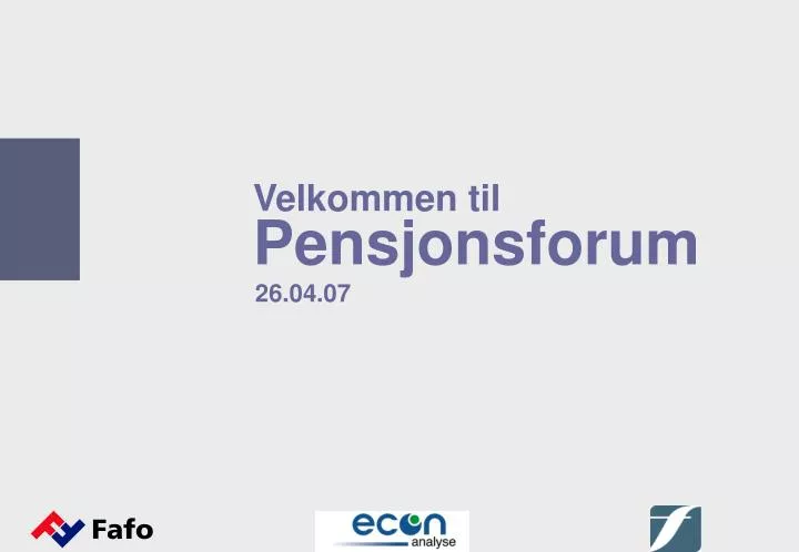 velkommen til pensjonsforum