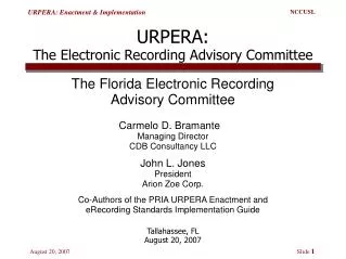 URPERA: The Electronic Recording Advisory Committee