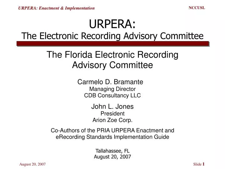 urpera the electronic recording advisory committee