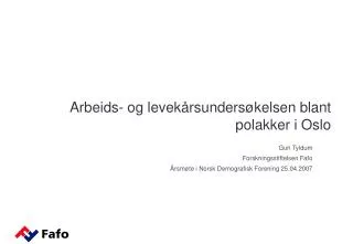 arbeids og levek rsunders kelsen blant polakker i oslo