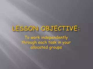 Lesson Objective:
