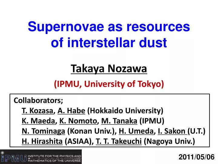 supernovae as resources of interstellar dust