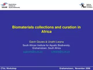 Biomaterials collections and curation in Africa
