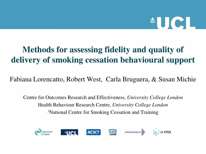 methods for assessing fidelity and quality of delivery of smoking cessation behavioural support