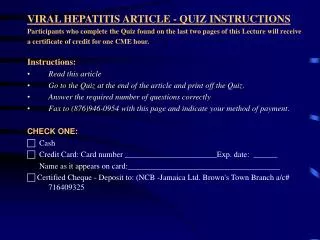 VIRAL HEPATITIS ARTICLE - QUIZ INSTRUCTIONS