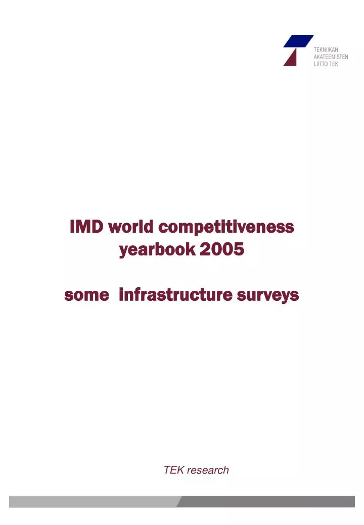 imd world competitiveness yearbook 2005 some infrastructure surveys