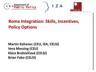 Roma Integration: Skills, Incentives, Policy Options