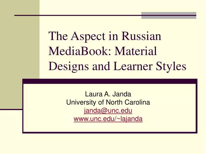 the aspect in russian mediabook material designs and learner styles