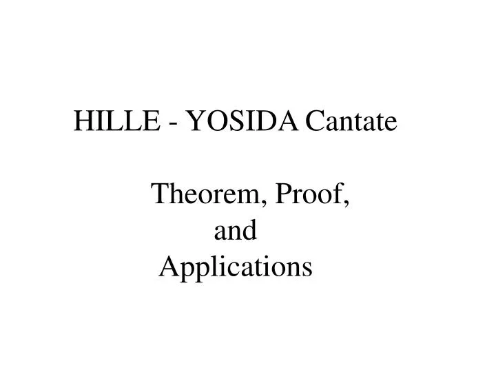 hille yosida cantate theorem proof and applications