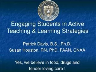 Engaging Students in Active Teaching &amp; Learning Strategies