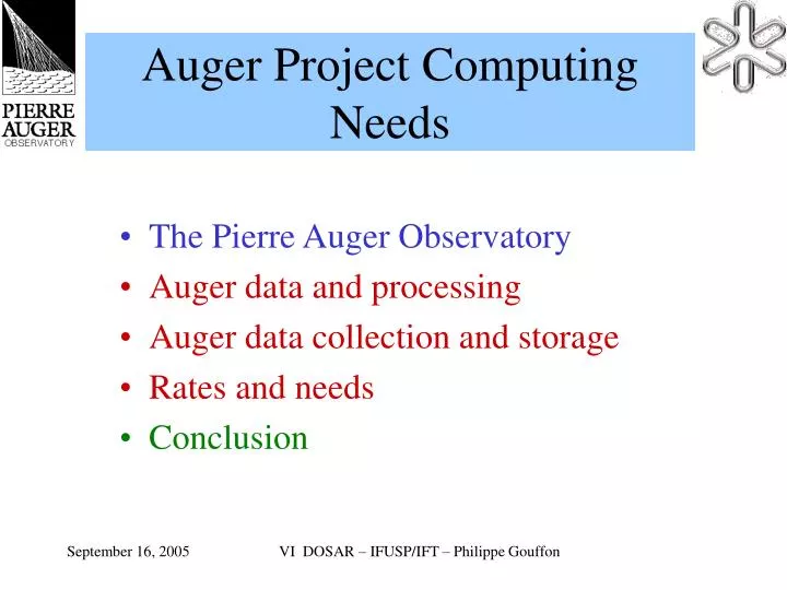 auger project computing needs