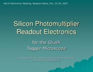 Silicon Photomultiplier Readout Electronics