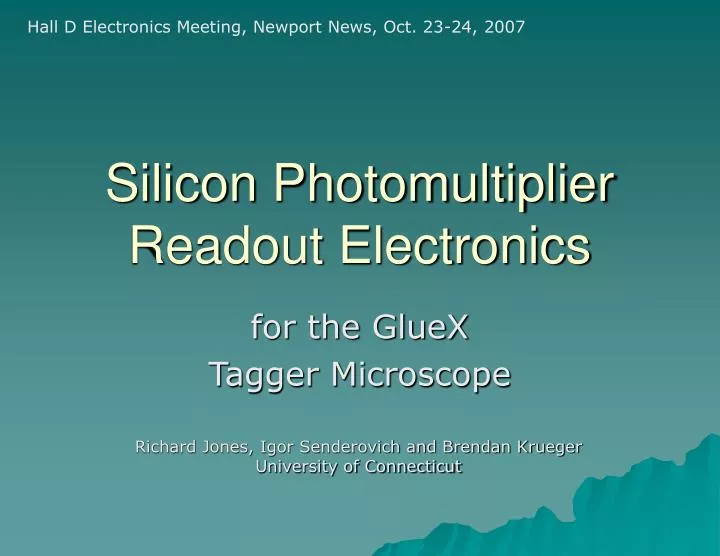 silicon photomultiplier readout electronics
