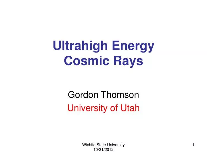 ultrahigh energy cosmic rays