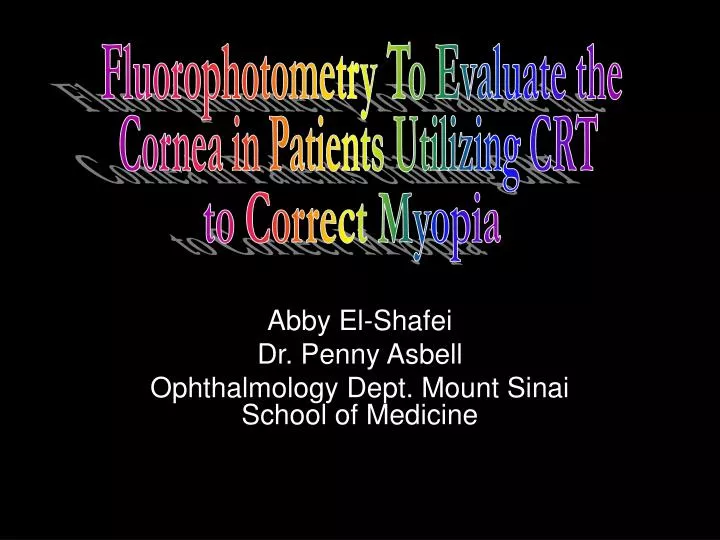 abby el shafei dr penny asbell ophthalmology dept mount sinai school of medicine