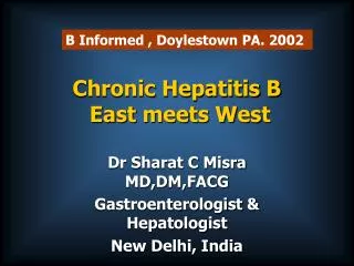 Chronic Hepatitis B East meets West