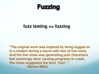 fuzz testing == fuzzing