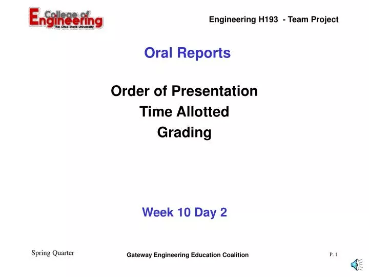 oral reports