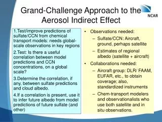 Grand-Challenge Approach to the Aerosol Indirect Effect