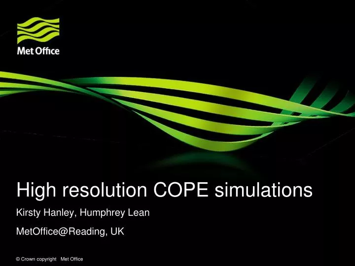 high resolution cope simulations