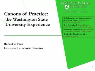 Canons of Practice: the Washington State University Experience