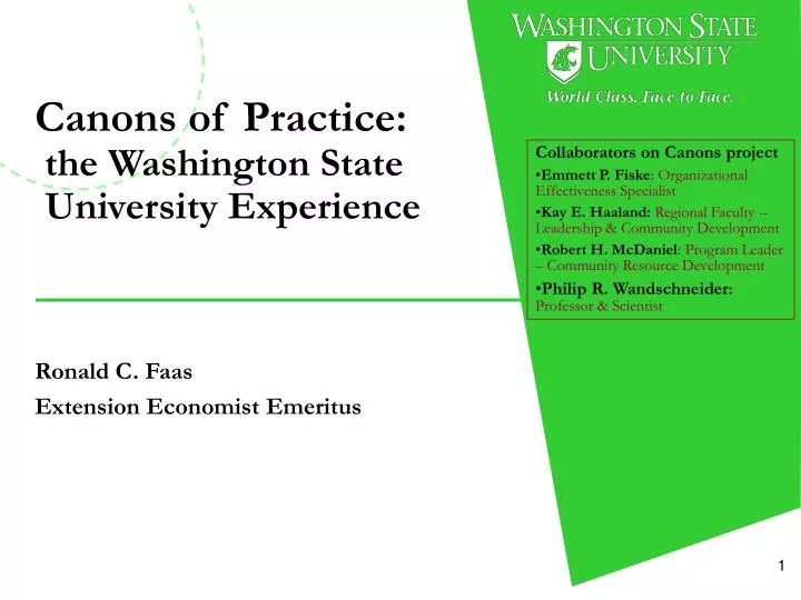 canons of practice the washington state university experience