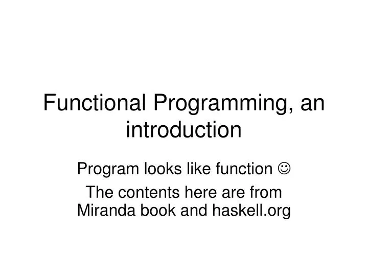 functional programming an introduction