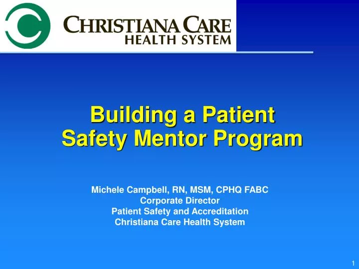 building a patient safety mentor program