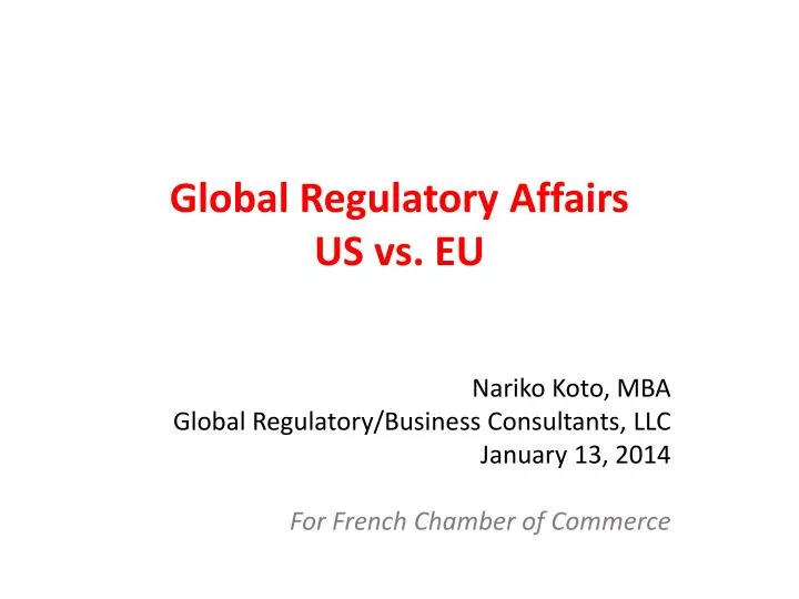 global regulatory affairs us vs eu