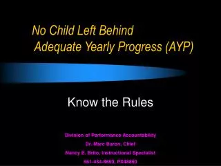 No Child Left Behind Adequate Yearly Progress (AYP)