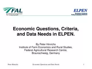 ELPEN . European Livestock Policy Evaluation Network