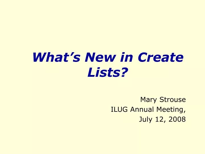 what s new in create lists