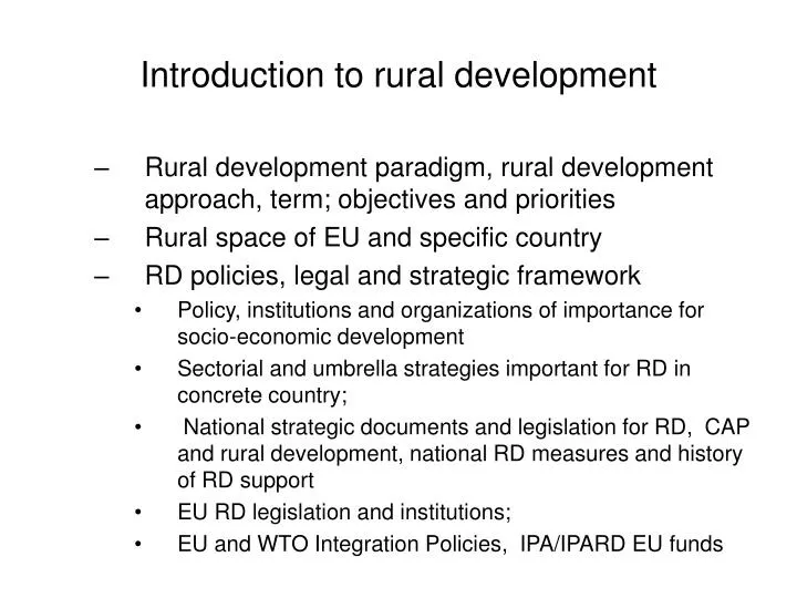 introduction to rural development