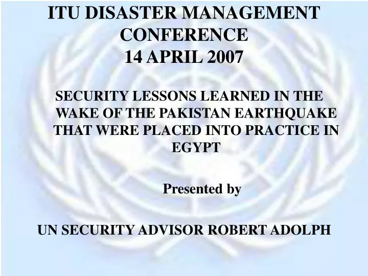 itu disaster management conference 14 april 2007