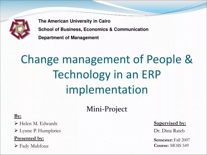 change management of people technology in an erp implementation