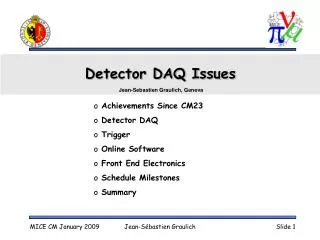 Detector DAQ Issues